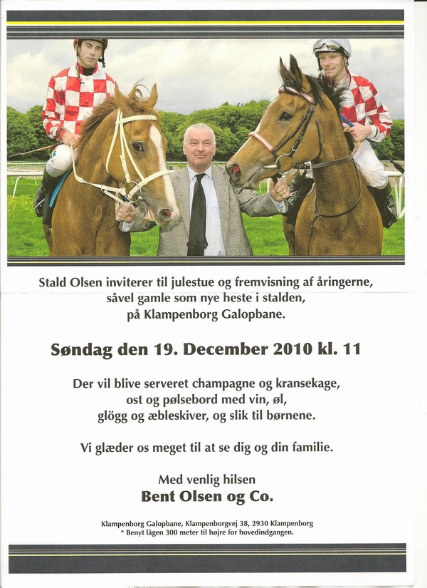invitation til julestue hos Bent Olsen 2010