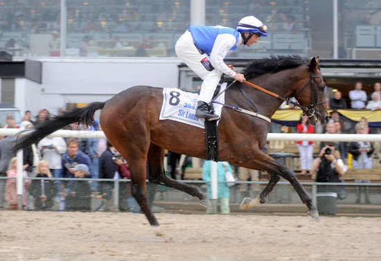 Sir Landopå vej til start i Svensk Derby 2010