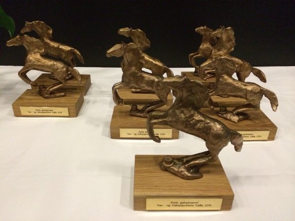 Statuette til prismodtagere ved
Trav- og Galopsportens Galla 2015