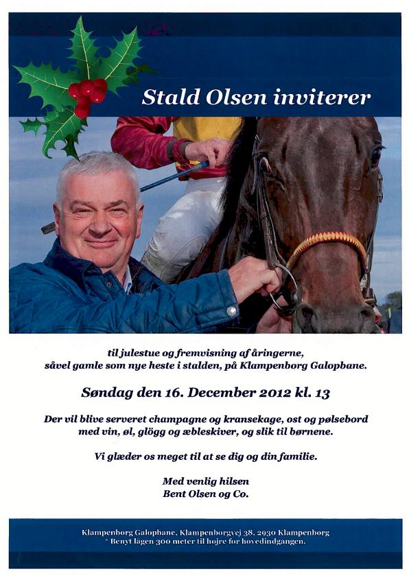 Invitation til julearrangement hos Bent Olsen 16. december 2012