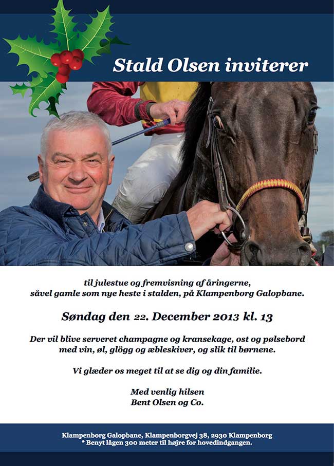 invitation til julestue og fremvisning af åringerne, december 2013