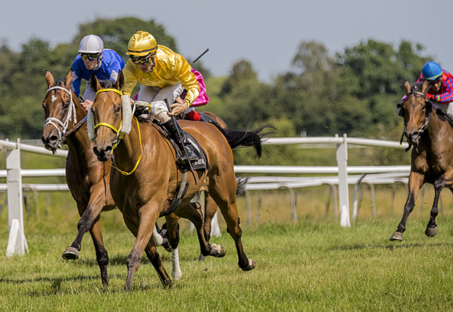 Cuba Libre med jockey Oliver Wilson kom velfortjent i mål som den første. Foto: Burt Seeger