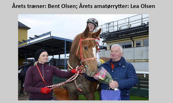 Bent Olsen modtager Lea Olsen på Papa Bear, Jägersro Galoppbane nov. 2014