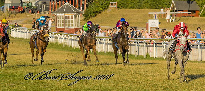 Iron Lady, ejet af I/S Horse Team, og redet af Per Anders Gråberg, vinder overlegent i 3-Års Test på Klampenborg, lørdag den 28. juli 2018. Foto Burt Seeger