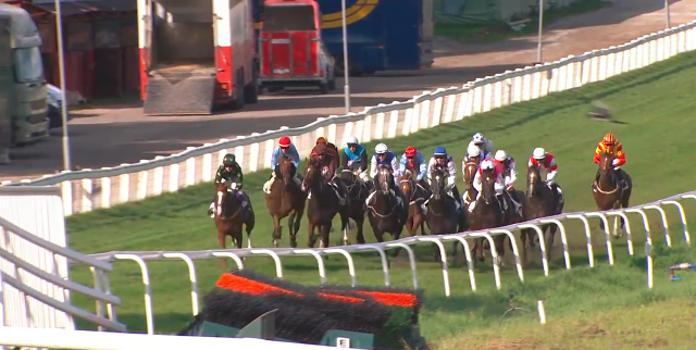 Derbyfeltet, Norsk Derby 2018. Foto Screendump, Rikstoto